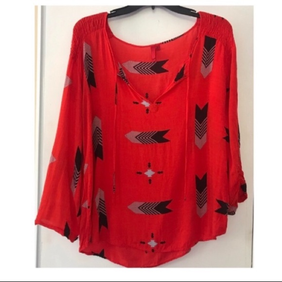 Saks Fifth Avenue Tops - ✨Saks 5th ave red blouse with arrows!